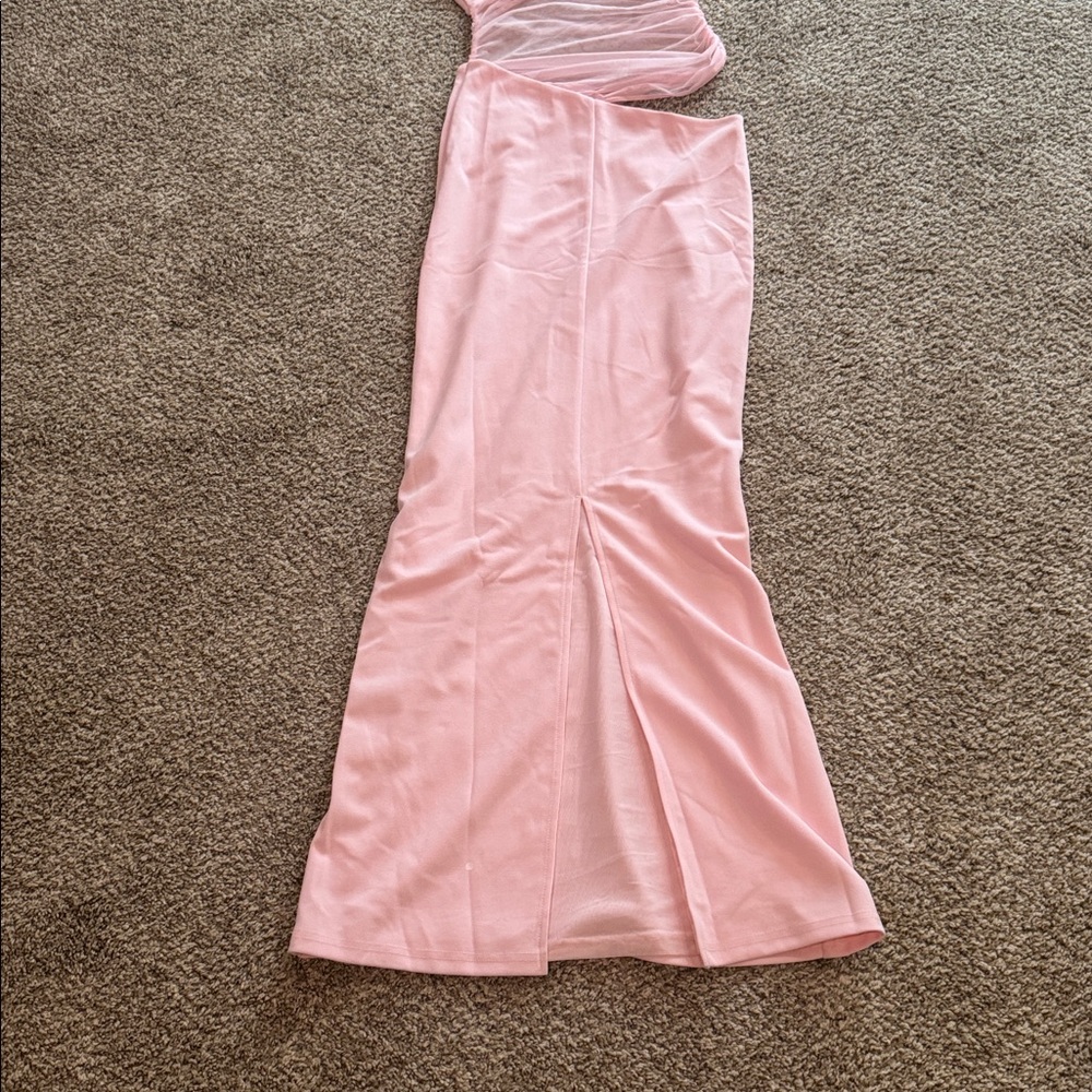 White Fox Boutique Blush Pink Mesh Cutout Bodycon Dress - Picture 5 of 5